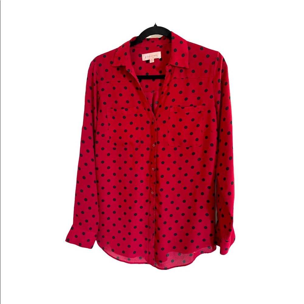 Philosophy polka dot rayon blouse S